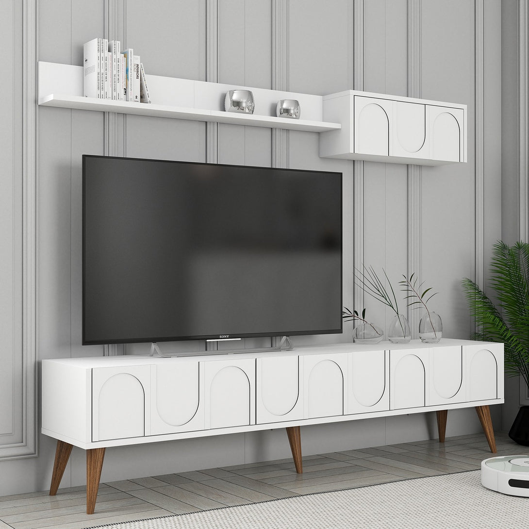 TV szekrény Lyon 2 - White, Walnut-Vashome.sk