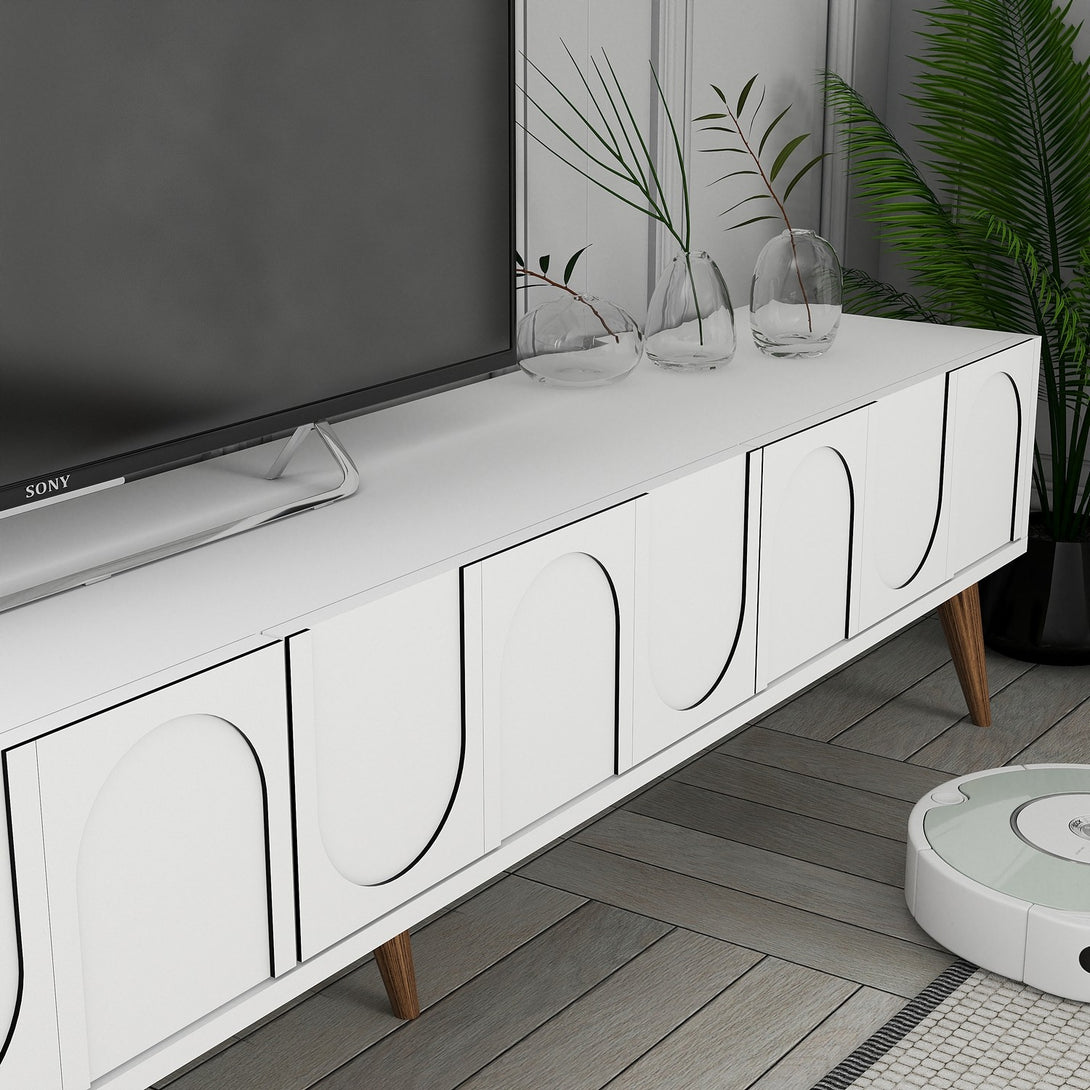 TV szekrény Lyon 2 - White, Walnut-Vashome.sk