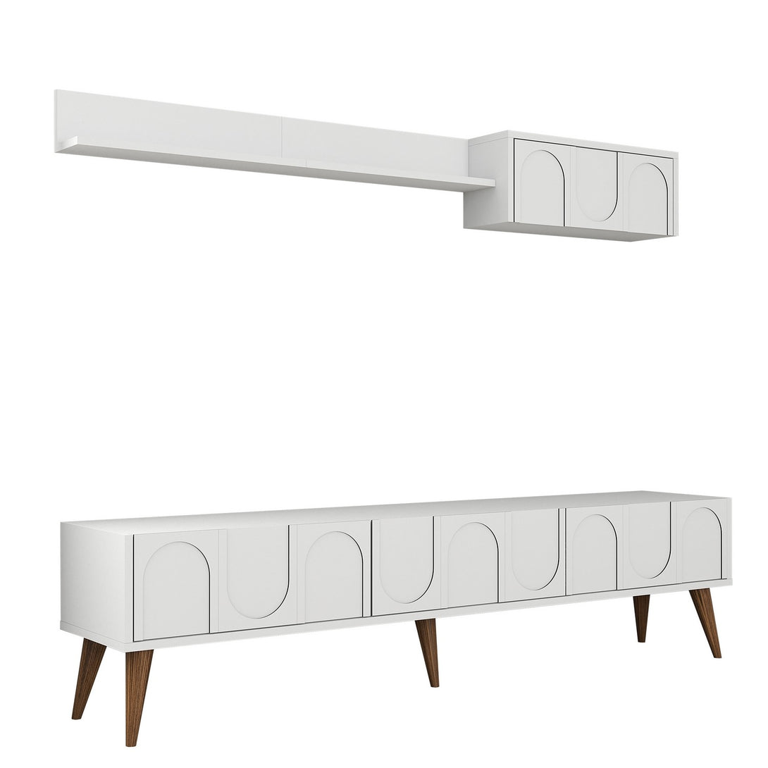 TV szekrény Lyon 2 - White, Walnut-Vashome.sk