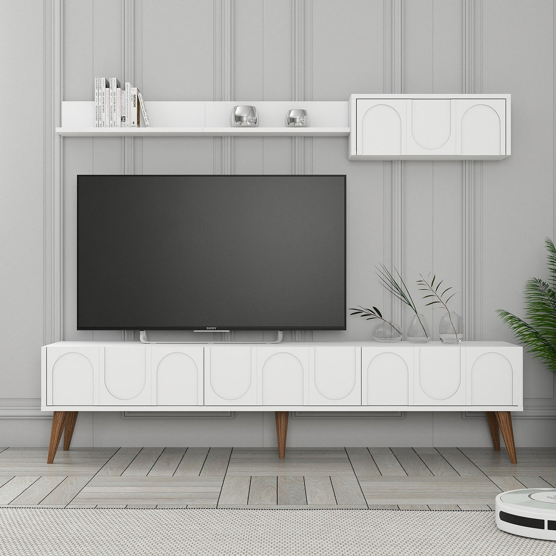 TV szekrény Lyon 2 - White, Walnut-Vashome.sk