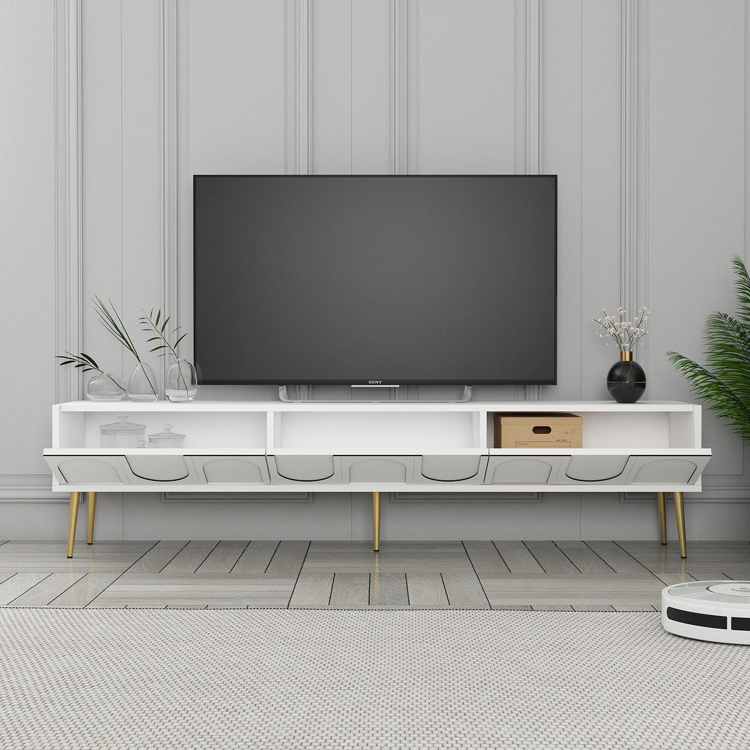 TV szekrény Lyon 43 - White, Gold-Vashome.sk
