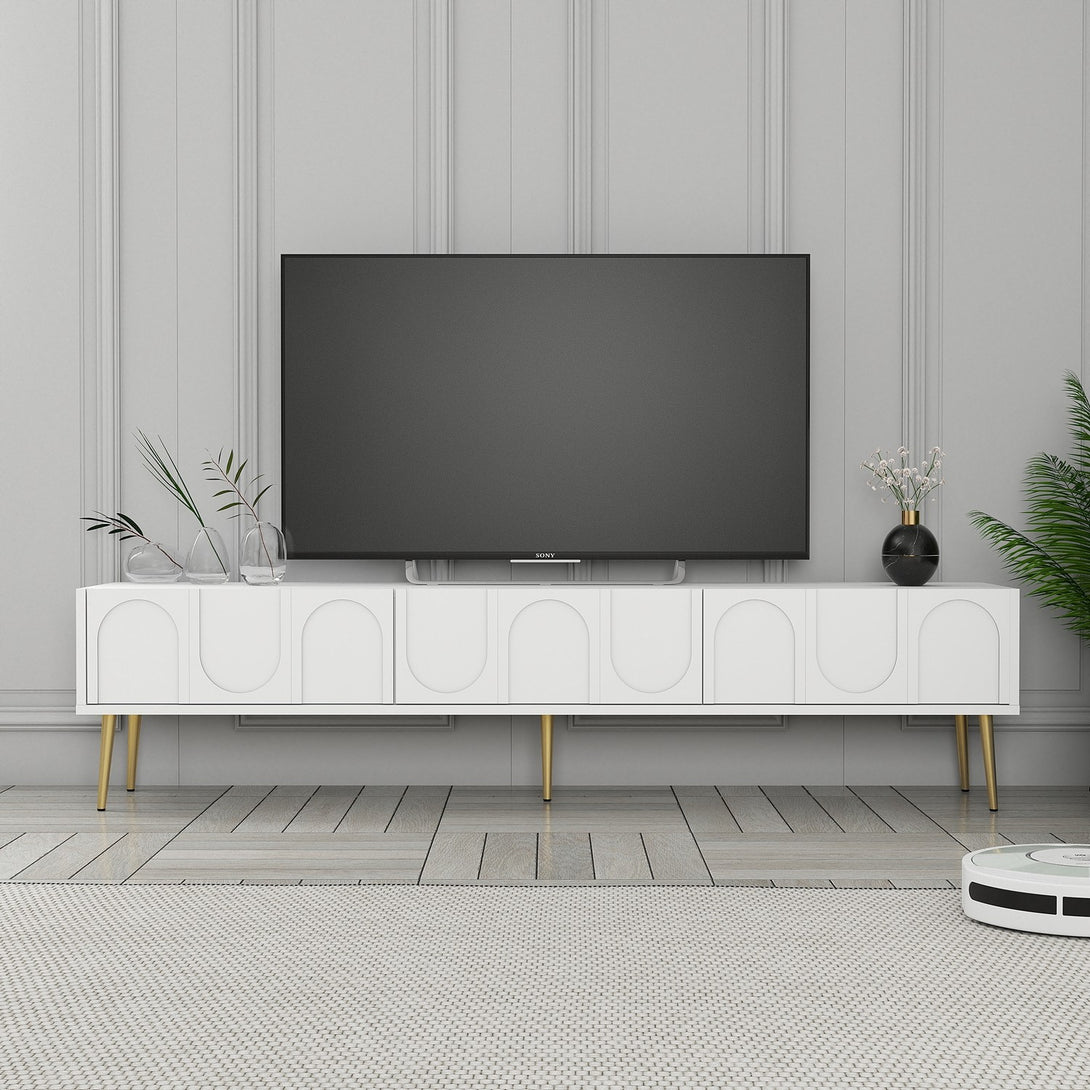 TV szekrény Lyon 43 - White, Gold-Vashome.sk