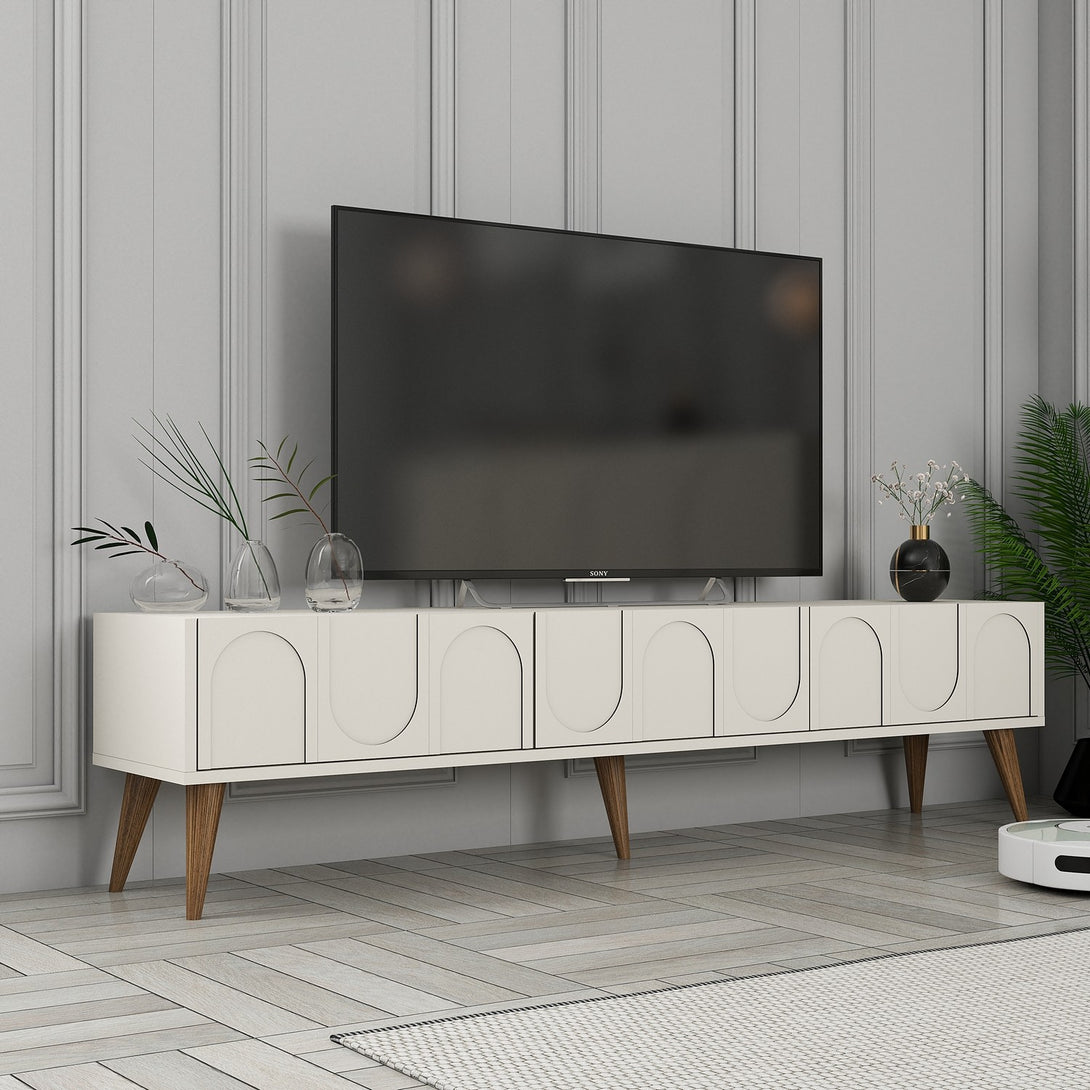 TV szekrény Lyon 44 - Cream, Walnut-Vashome.sk