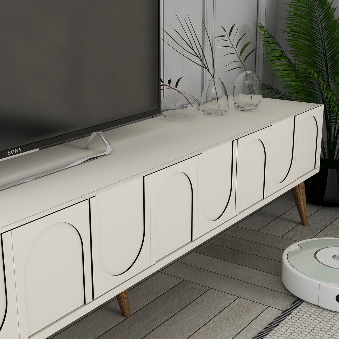 TV szekrény Lyon 44 - Cream, Walnut-Vashome.sk