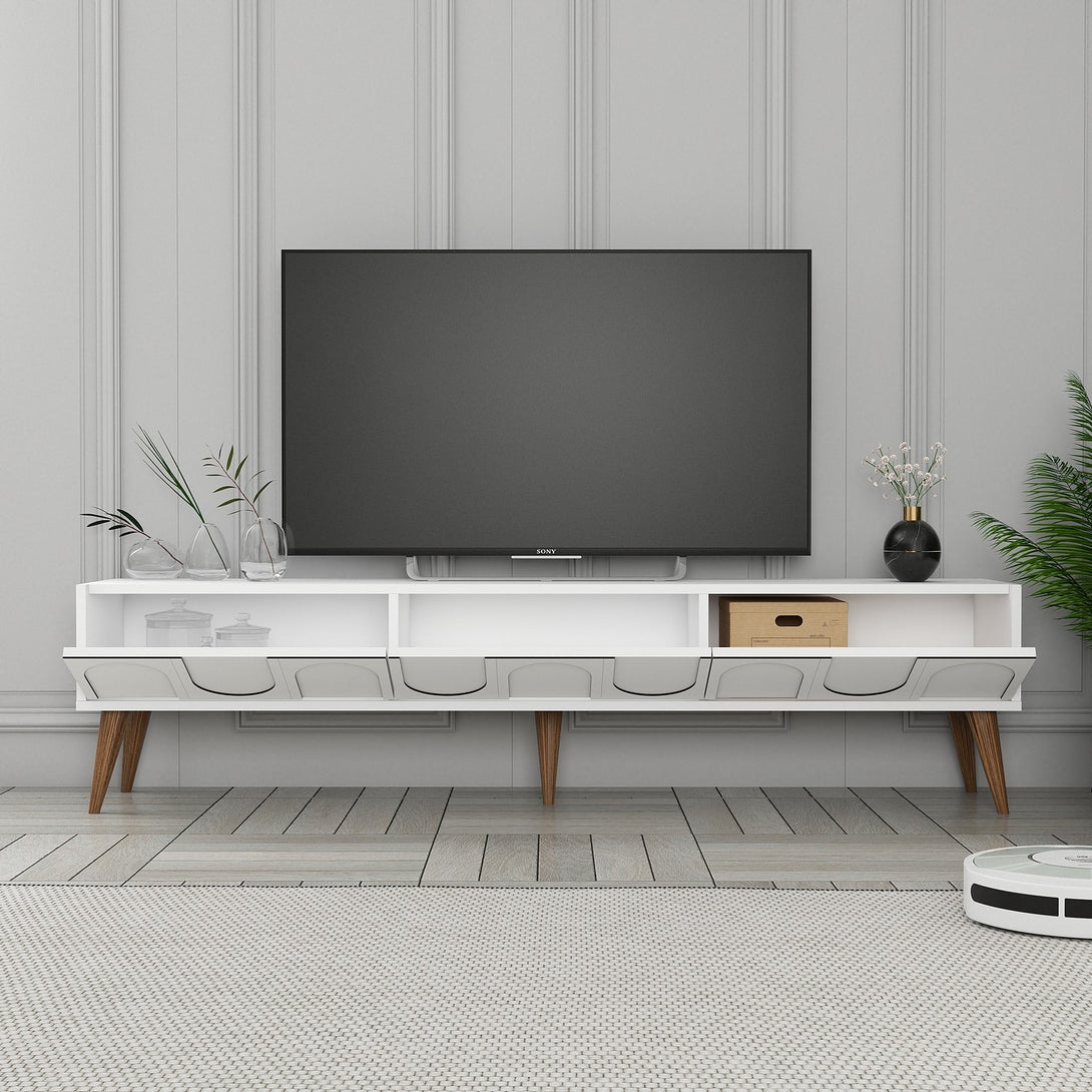 TV szekrény Lyon 44 - White, Walnut-Vashome.sk
