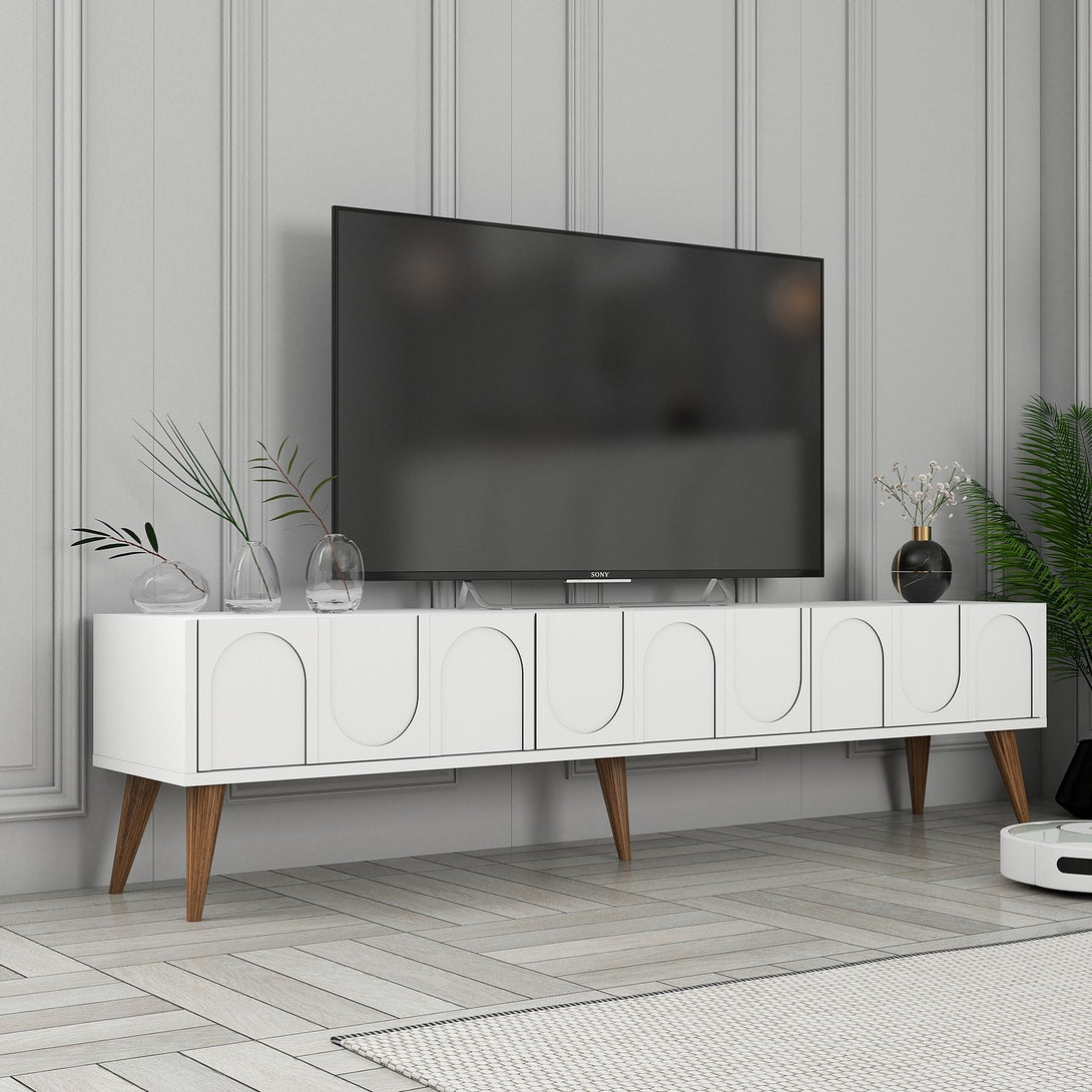 TV szekrény Lyon 44 - White, Walnut-Vashome.sk