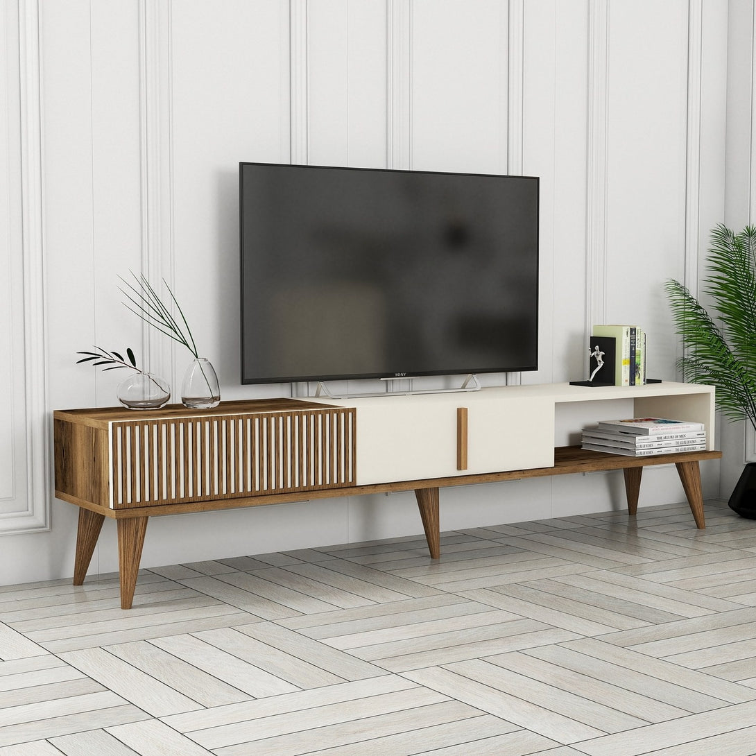 TV szekrény Milan Alt - Walnut, Cream-Vashome.sk