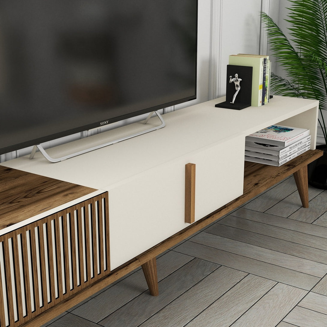TV szekrény Milan Alt - Walnut, Cream-Vashome.sk