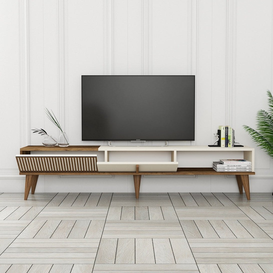 TV szekrény Milan Alt - Walnut, Cream-Vashome.sk