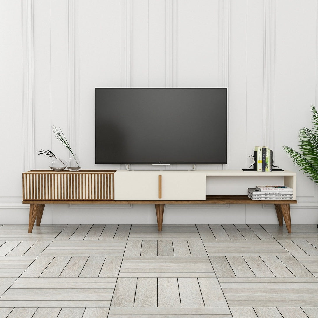 TV szekrény Milan Alt - Walnut, Cream-Vashome.sk