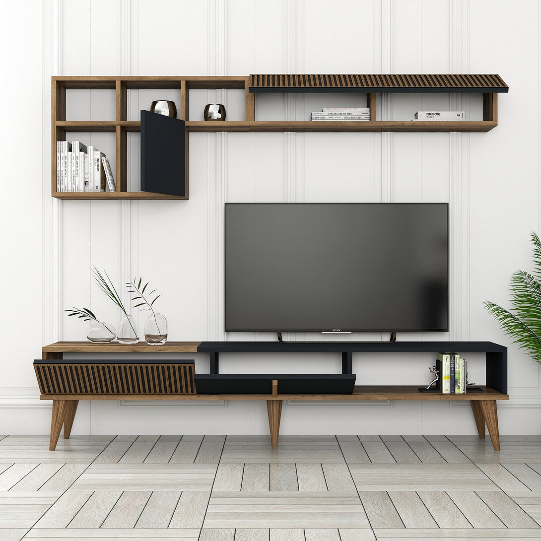 TV szekrény Milan TV - Walnut, Anthracite-Vashome.sk