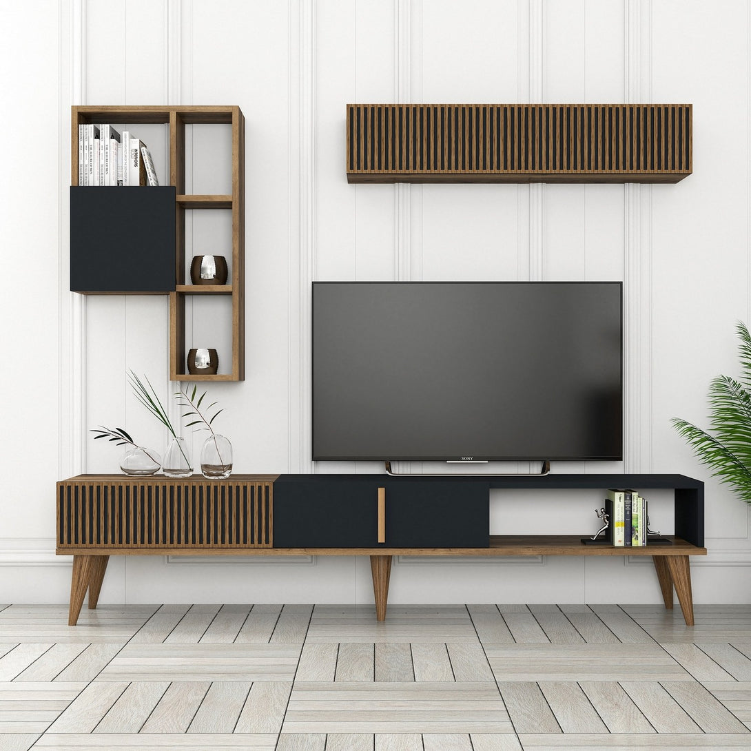 TV szekrény Milan TV - Walnut, Anthracite-Vashome.sk