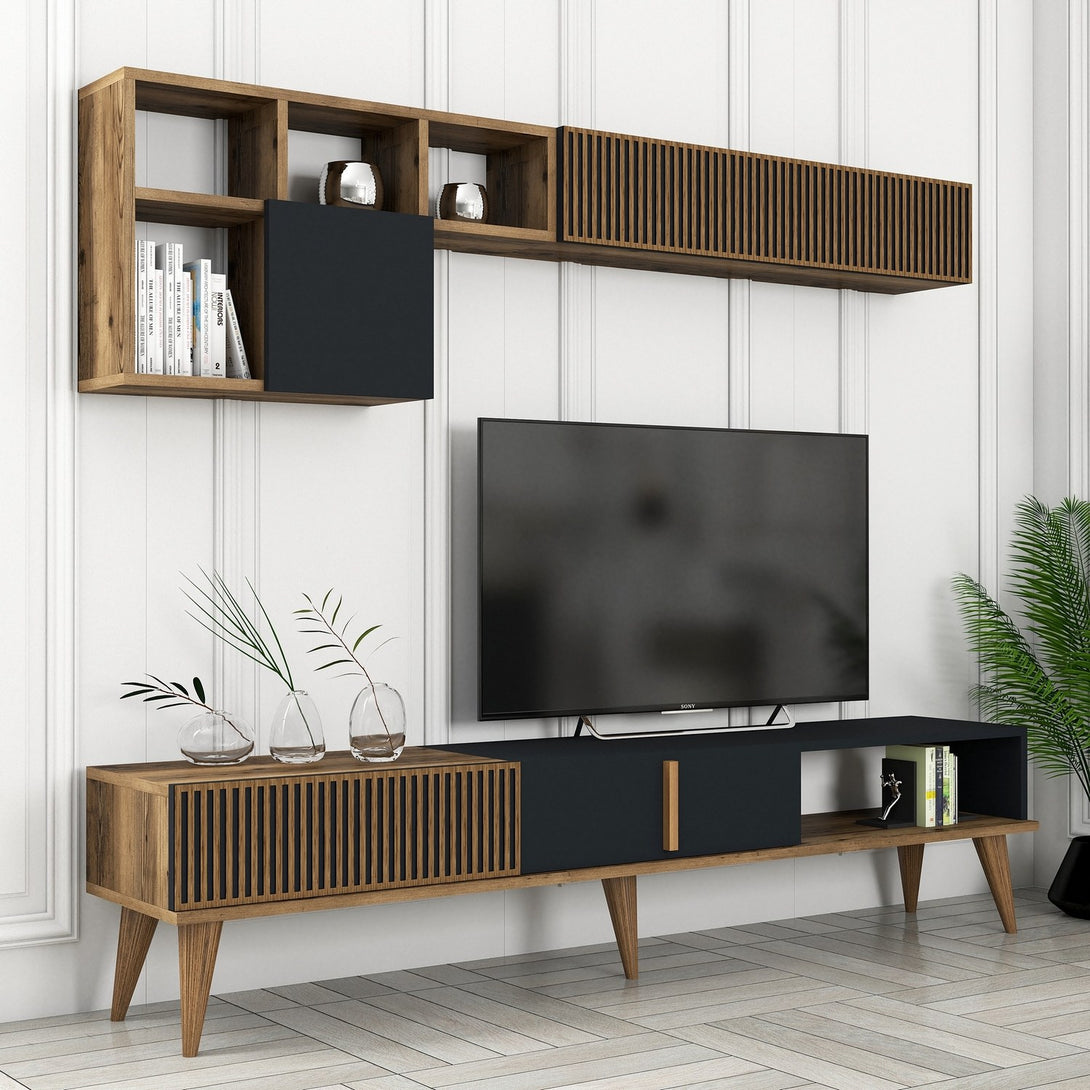 TV szekrény Milan TV - Walnut, Anthracite-Vashome.sk