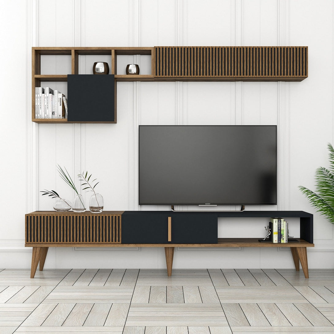 TV szekrény Milan TV - Walnut, Anthracite-Vashome.sk