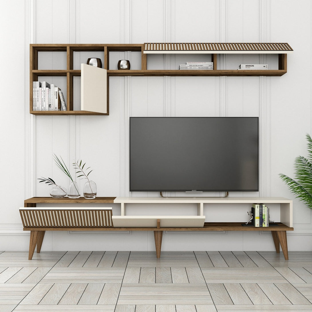 TV szekrény Milan TV - Walnut, Cream-Vashome.sk