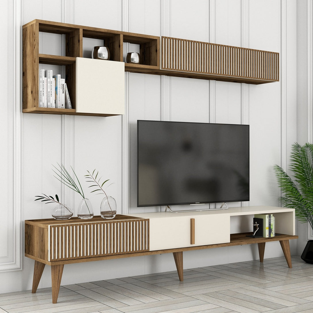 TV szekrény Milan TV - Walnut, Cream-Vashome.sk