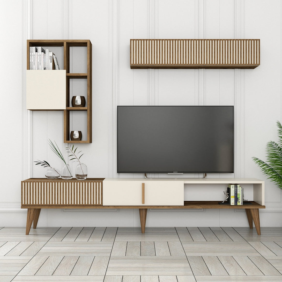 TV szekrény Milan TV - Walnut, Cream-Vashome.sk