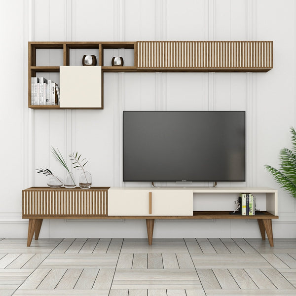TV szekrény Milan TV - Walnut, Cream-Vashome.sk