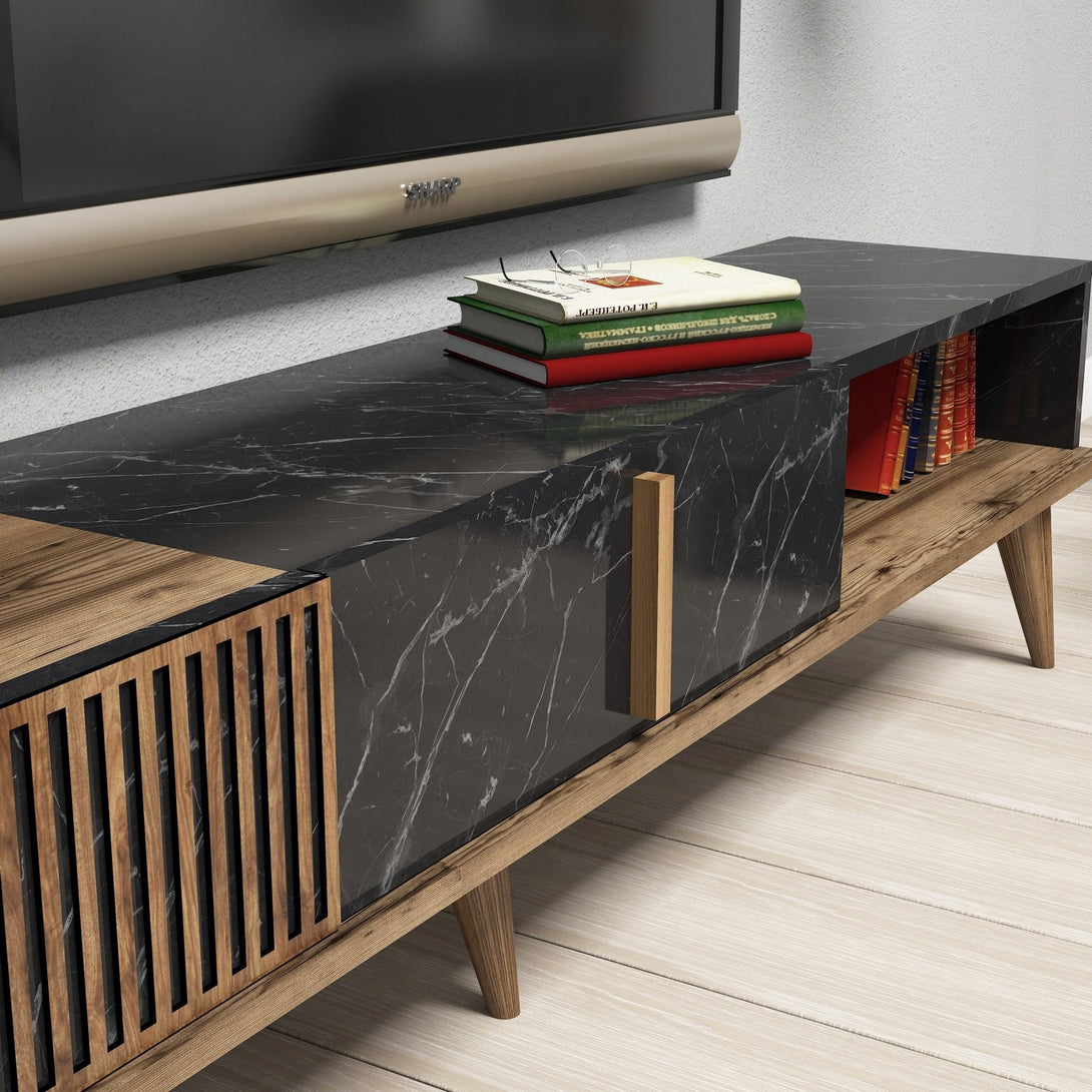 TV szekrény Milan - Walnut, Black-Vashome.sk