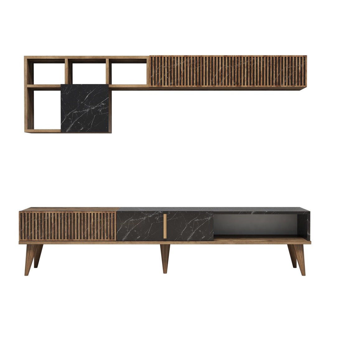 TV szekrény Milan - Walnut, Black-Vashome.sk