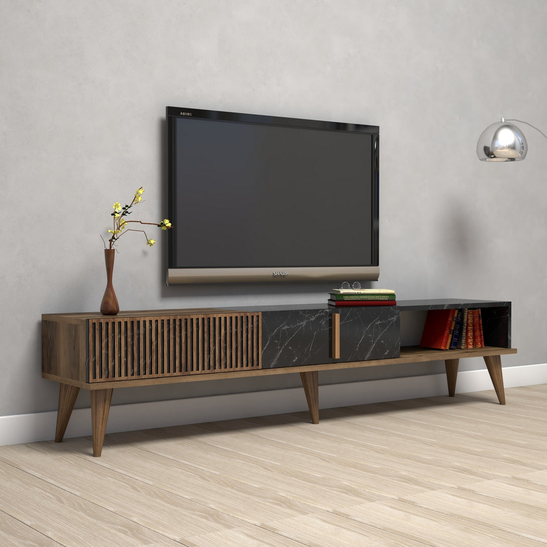 TV szekrény Milan - Walnut, Black-Vashome.sk