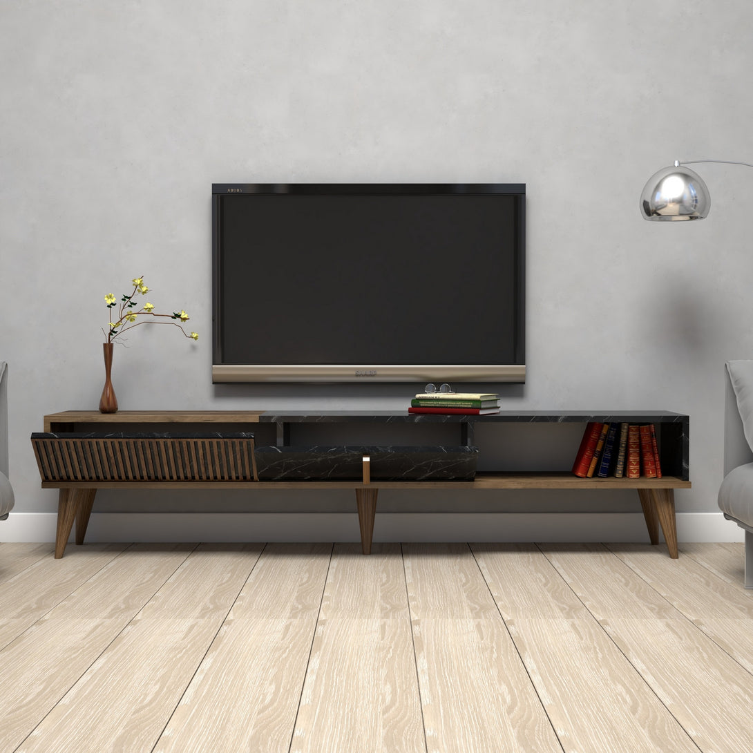 TV szekrény Milan - Walnut, Black-Vashome.sk