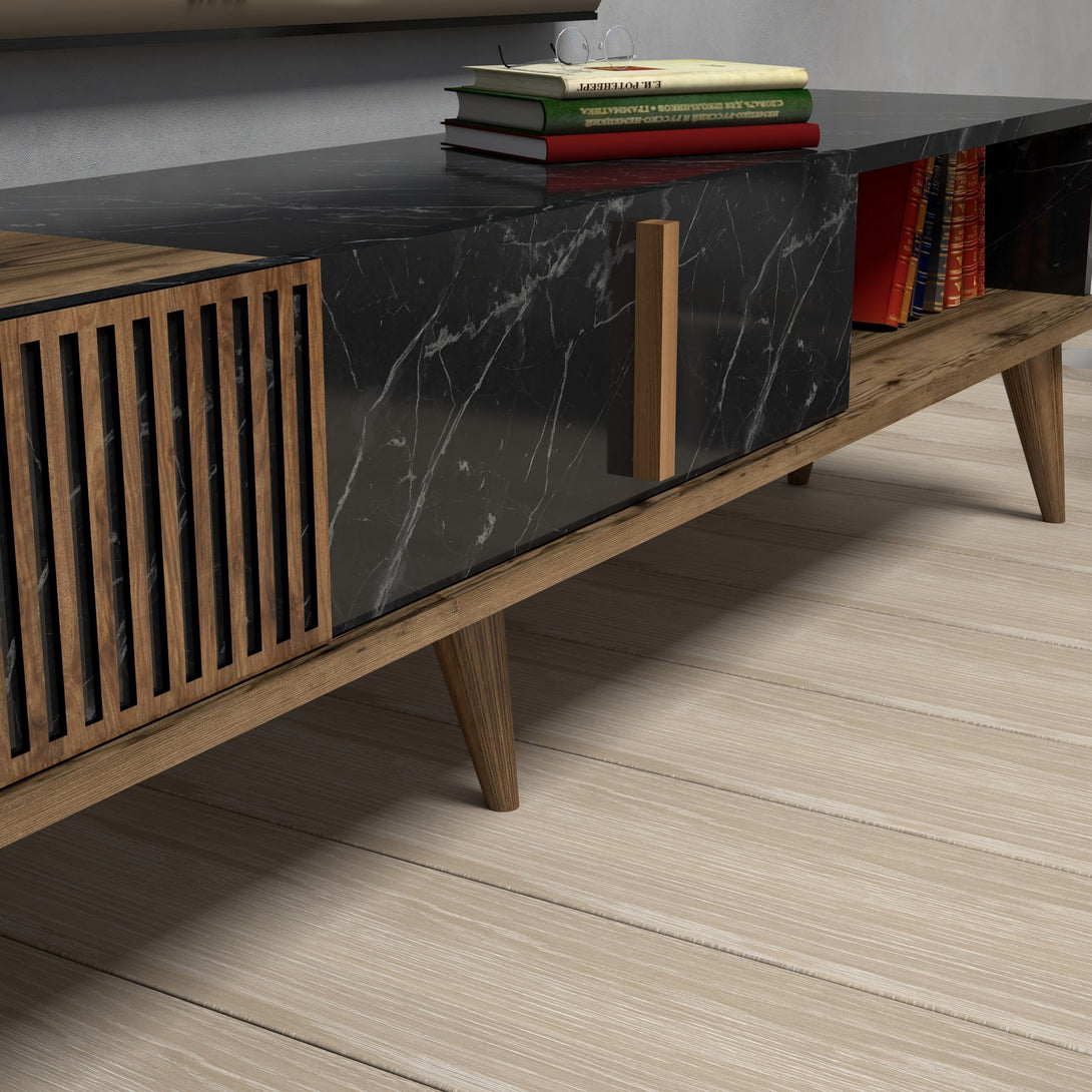 TV szekrény Milan - Walnut, Black-Vashome.sk