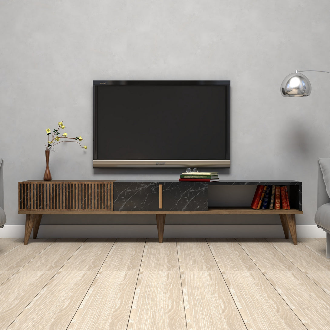 TV szekrény Milan - Walnut, Black-Vashome.sk