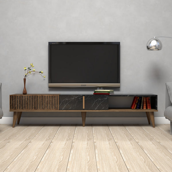 TV szekrény Milan - Walnut, Black-Vashome.sk