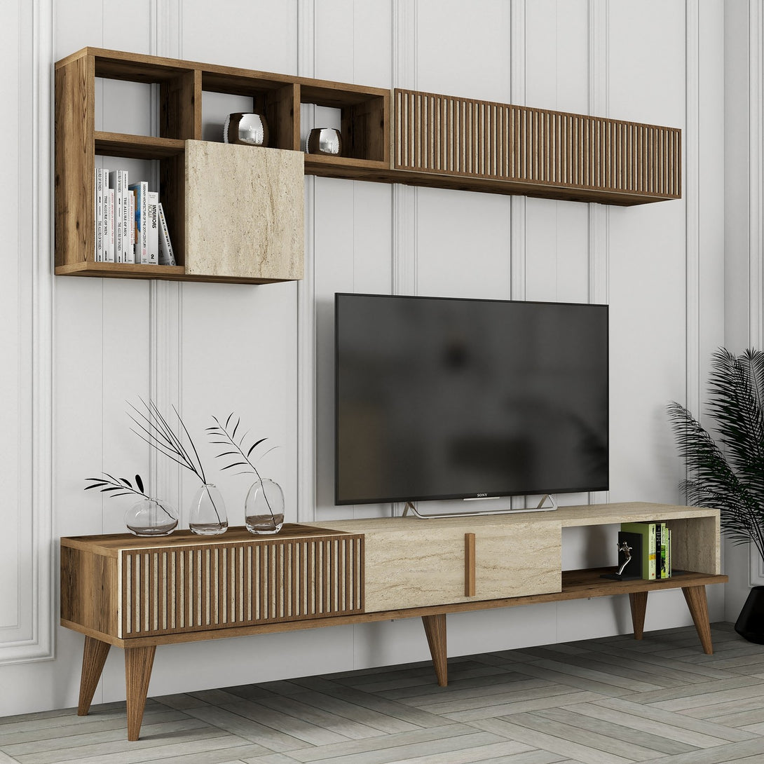 TV szekrény Milan - Walnut, Travertine-Vashome.sk