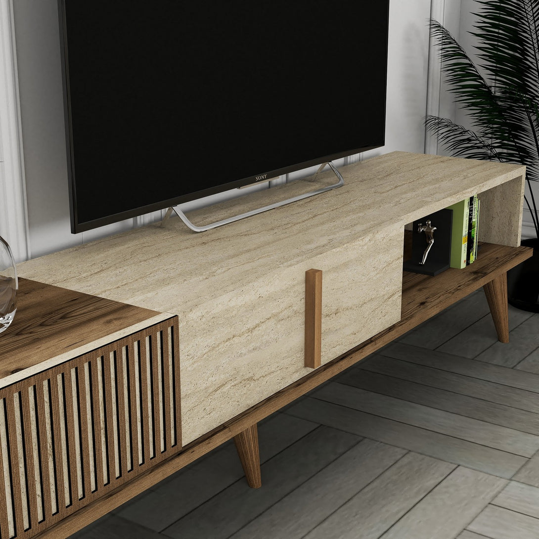 TV szekrény Milan - Walnut, Travertine-Vashome.sk