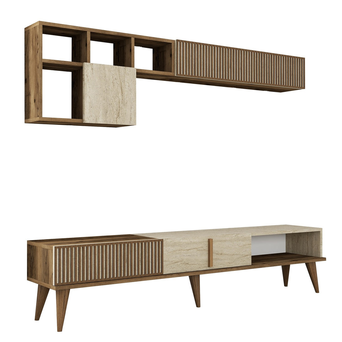 TV szekrény Milan - Walnut, Travertine-Vashome.sk