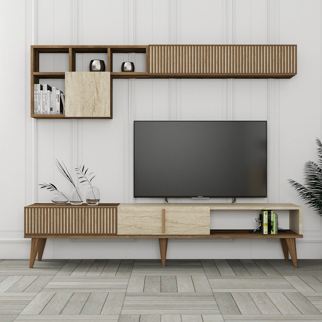 TV szekrény Milan - Walnut, Travertine-Vashome.sk
