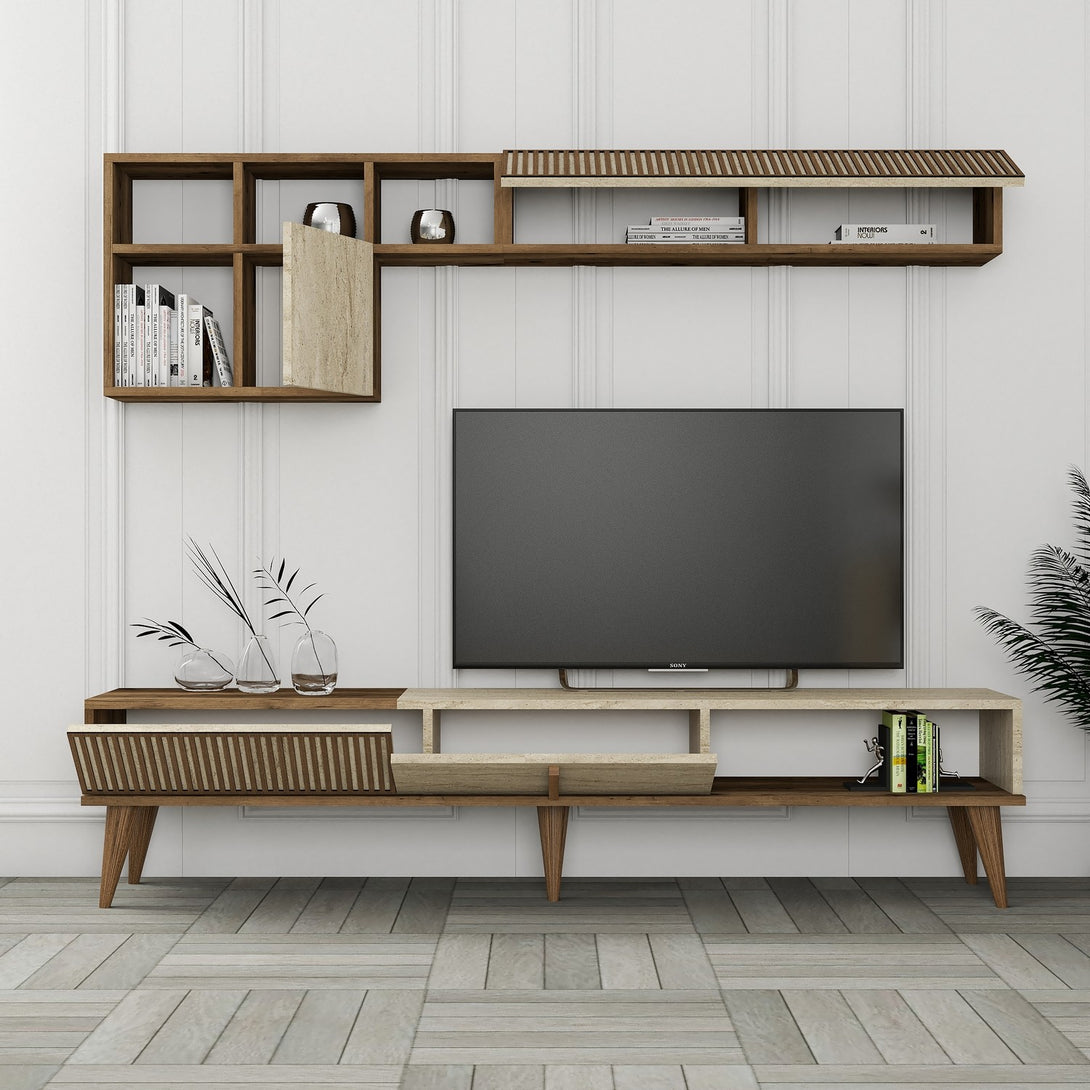TV szekrény Milan - Walnut, Travertine-Vashome.sk