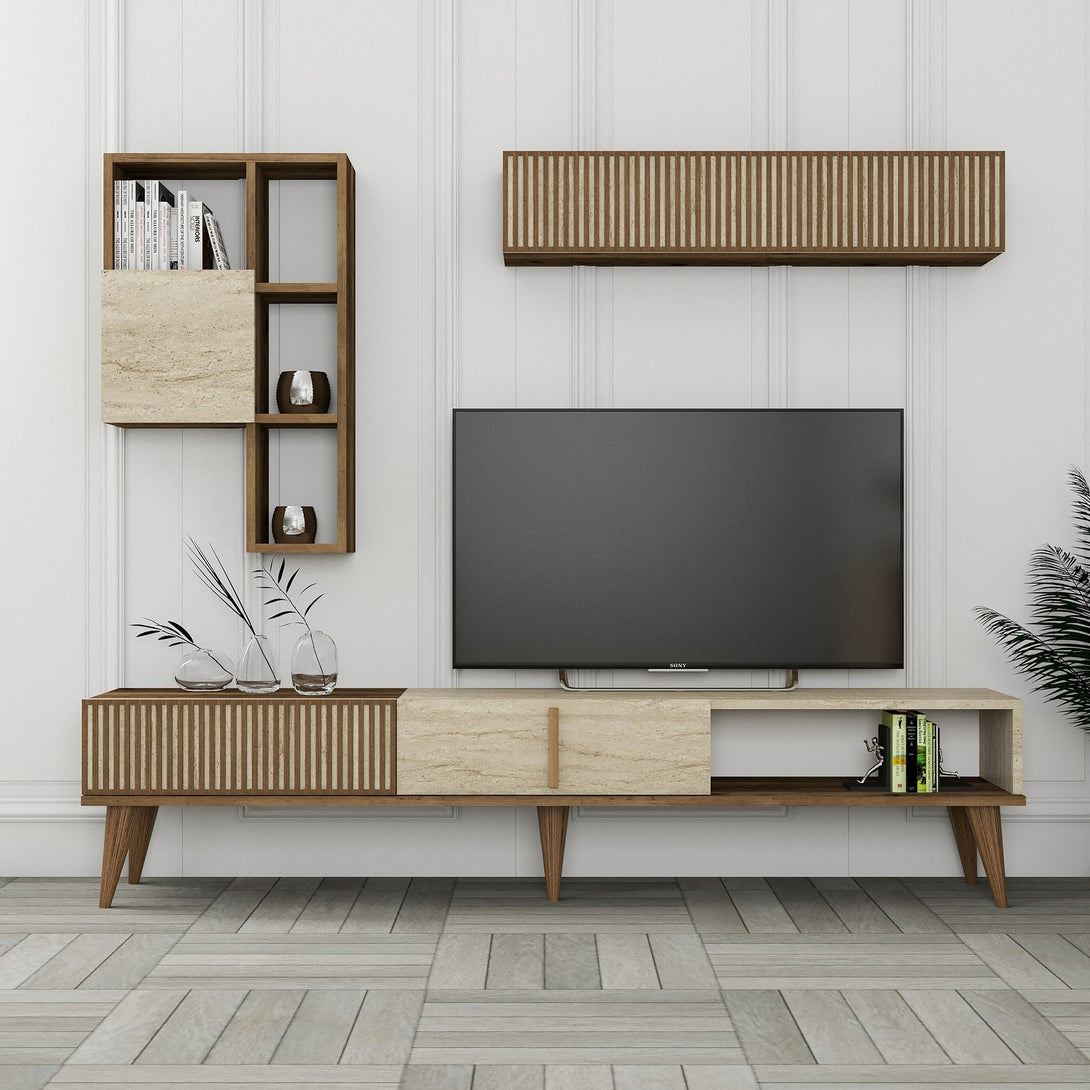 TV szekrény Milan - Walnut, Travertine-Vashome.sk