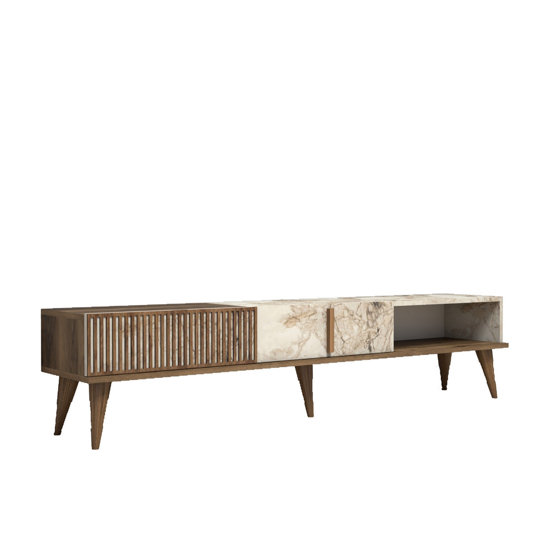 TV szekrény Milan - Walnut, White Marble-Vashome.sk