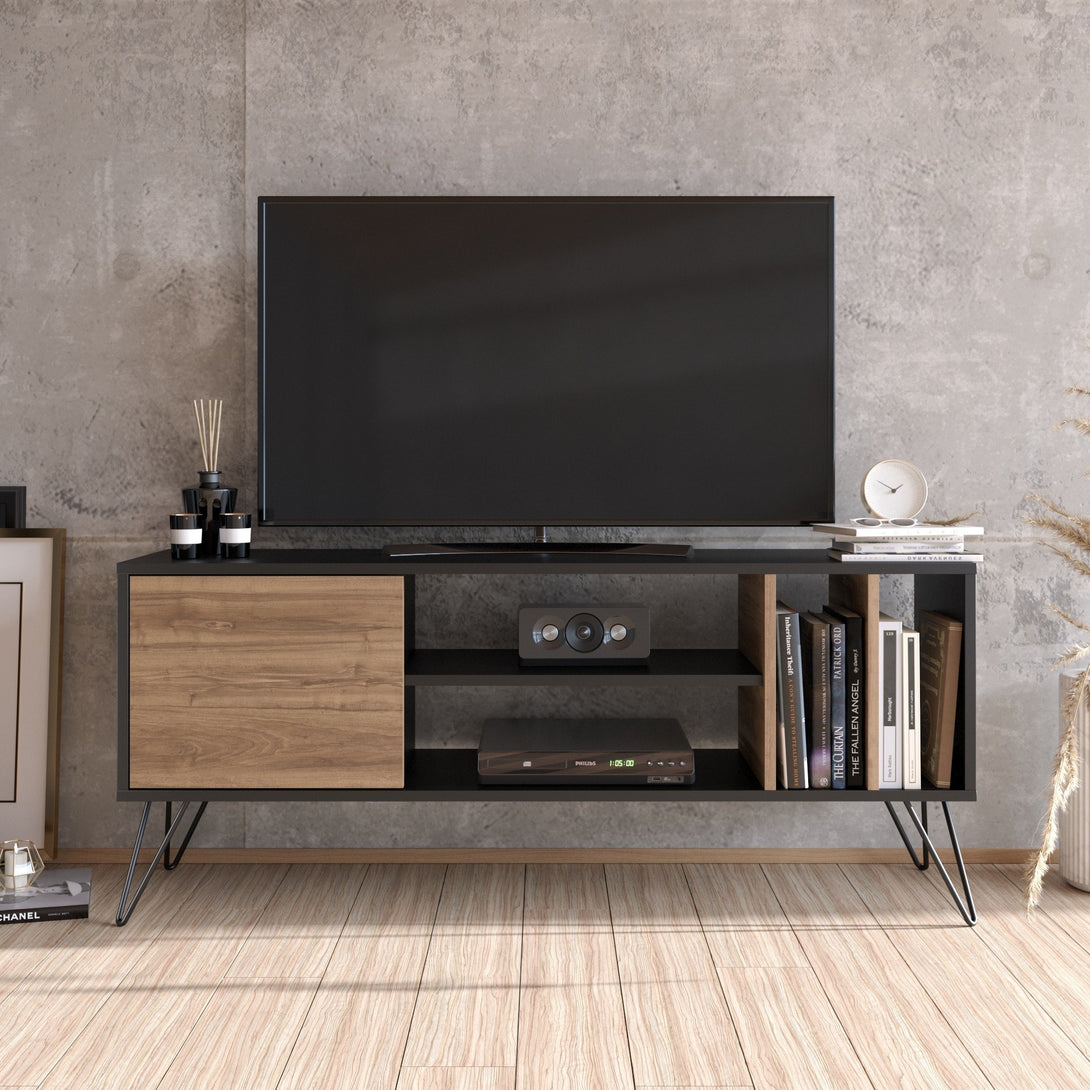 TV szekrény Mistico (140) - Walnut, Black-Vashome.sk