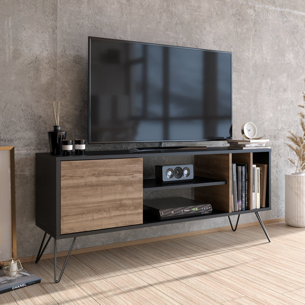 TV szekrény Mistico (140) - Walnut, Black-Vashome.sk