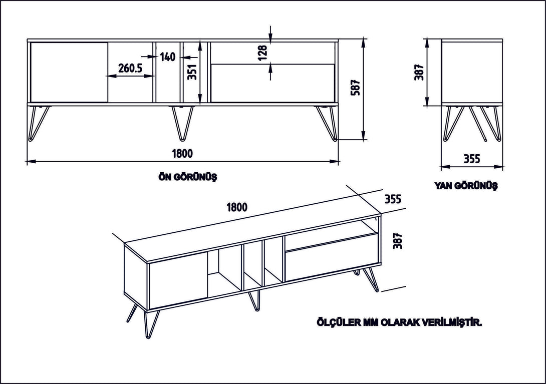 TV szekrény Mistico (180) - Walnut, White-Vashome.sk