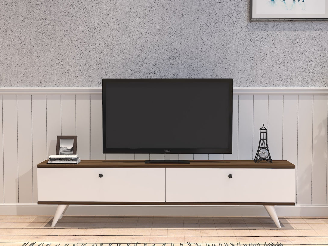 TV szekrény Paris - White, Walnut-Vashome.sk