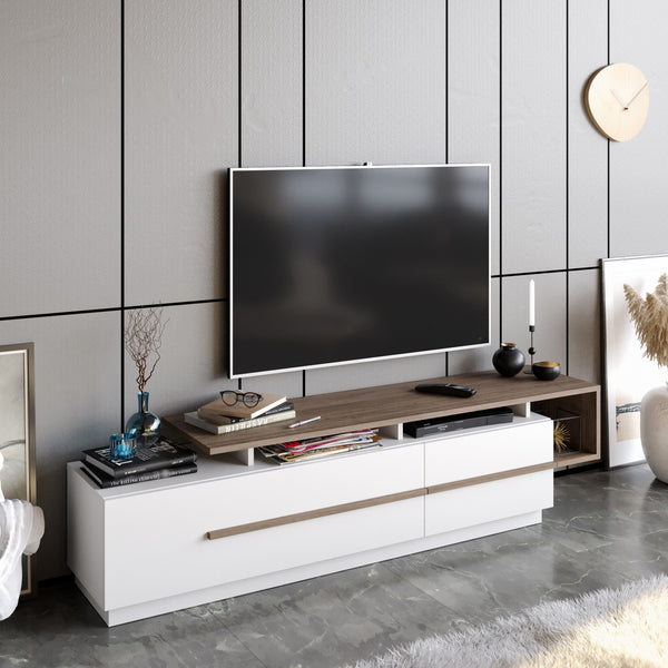 TV szekrény Pia - Walnut, White-Vashome.sk