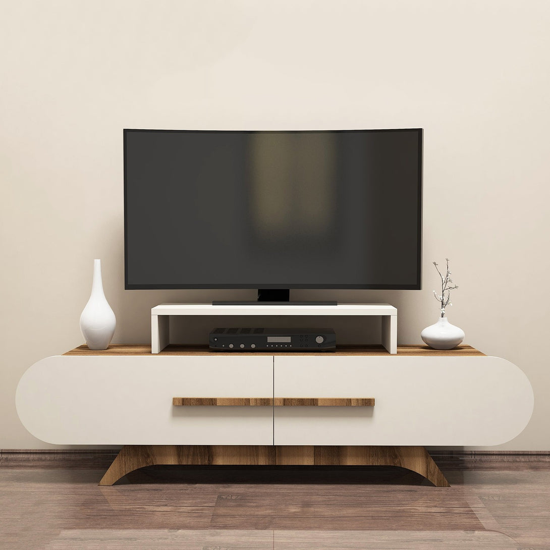 TV szekrény Rose - Walnut, Cream-Vashome.sk