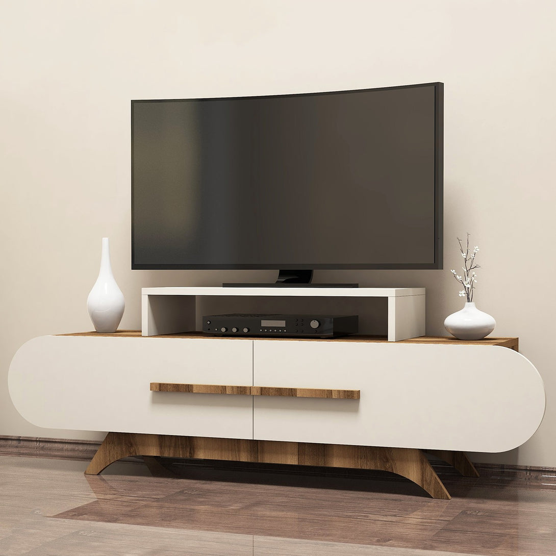 TV szekrény Rose - Walnut, Cream-Vashome.sk