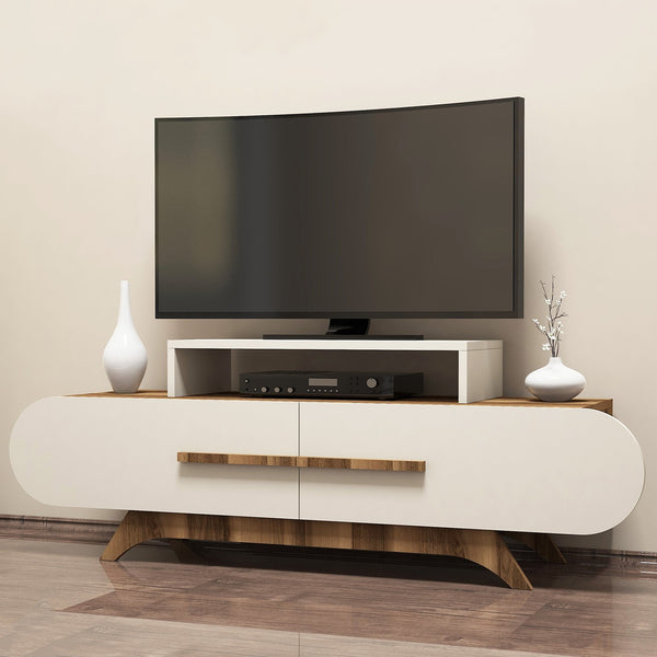 TV szekrény Rose - Walnut, Cream-Vashome.sk