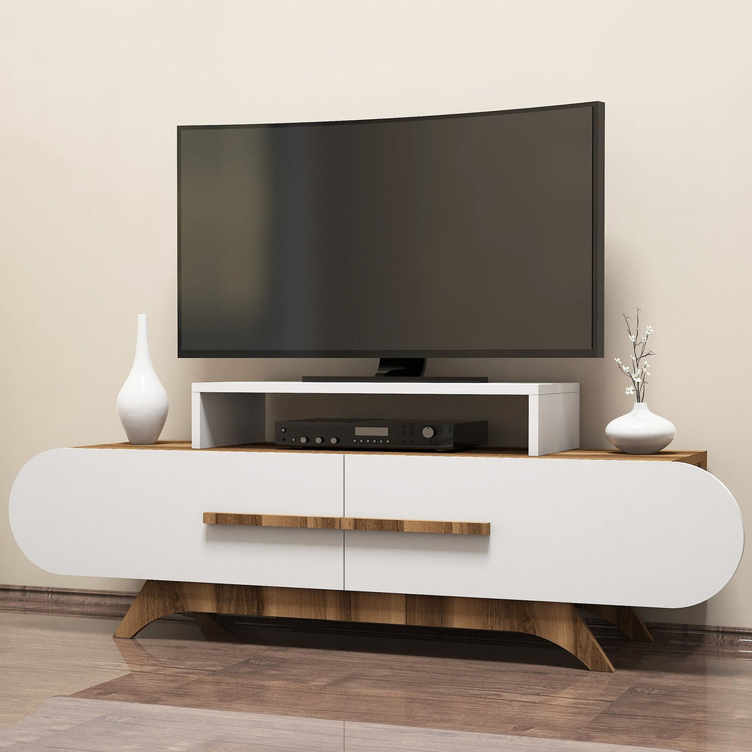 TV szekrény Rose - Walnut, White-Vashome.sk