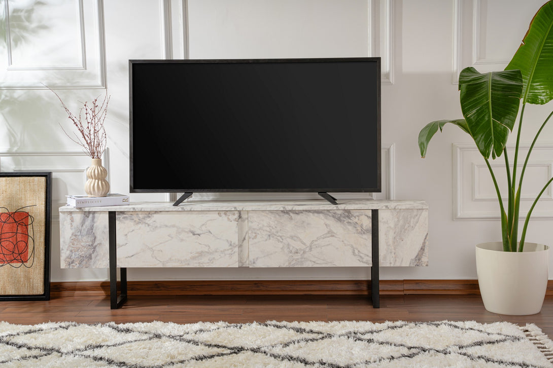 TV szekrény Serenity - Fressia Marble, Black-Vashome.sk