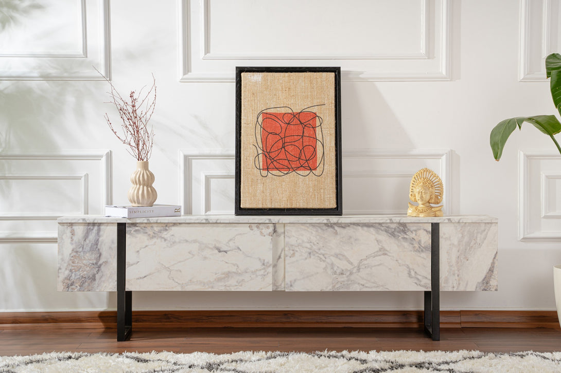 TV szekrény Serenity - Fressia Marble, Black-Vashome.sk