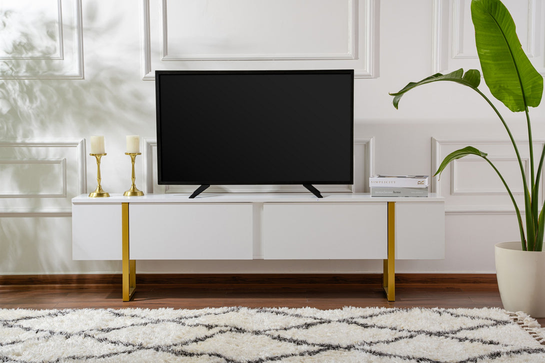 TV szekrény Serenity - White, Gold-Vashome.sk