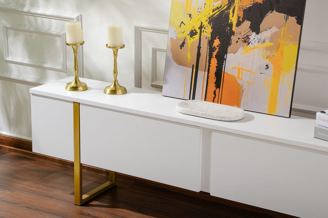 TV szekrény Serenity - White, Gold-Vashome.sk