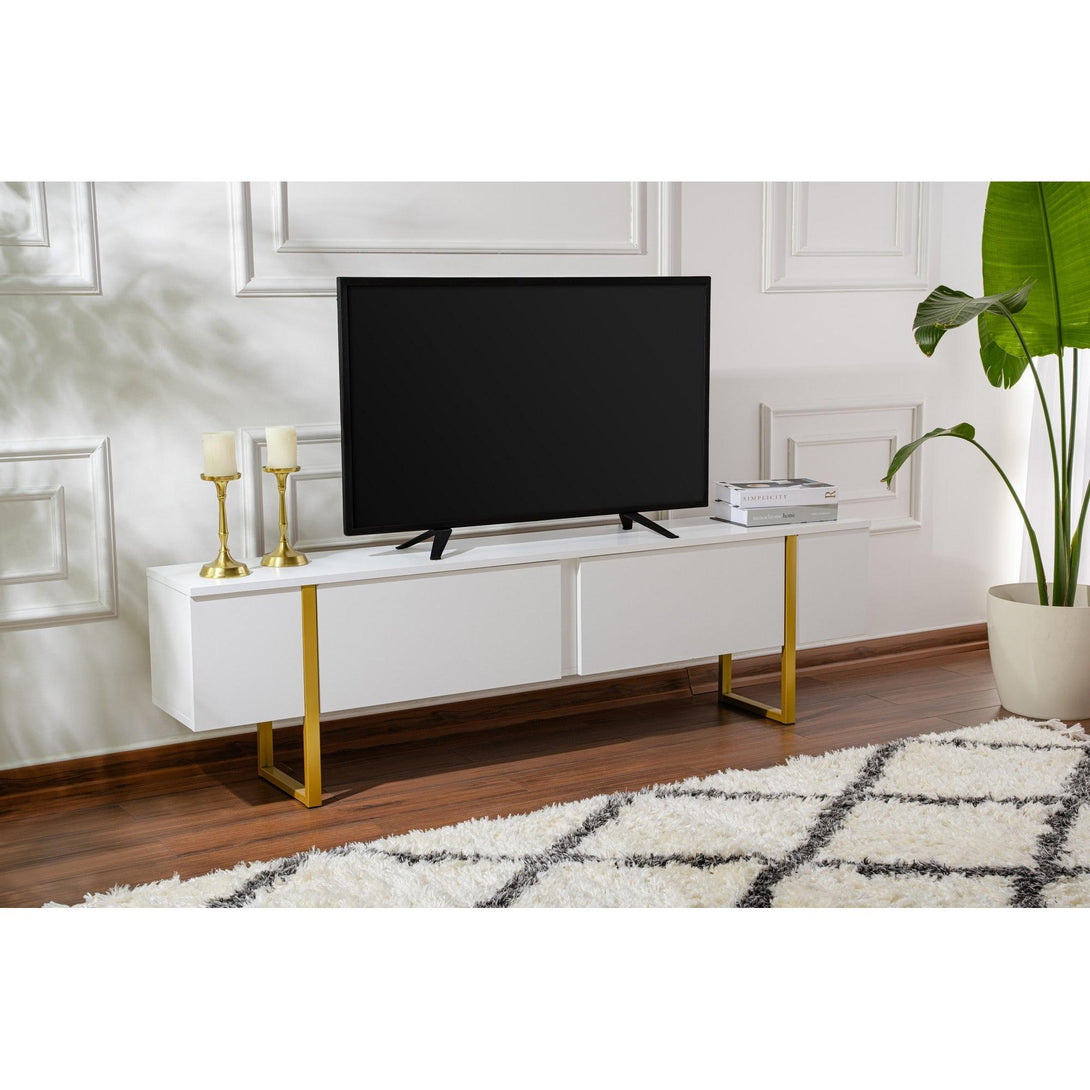 TV szekrény Serenity - White, Gold-Vashome.sk